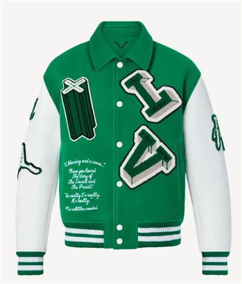 louis vuitton green baseball jacket|louis vuitton green varsity jacket.